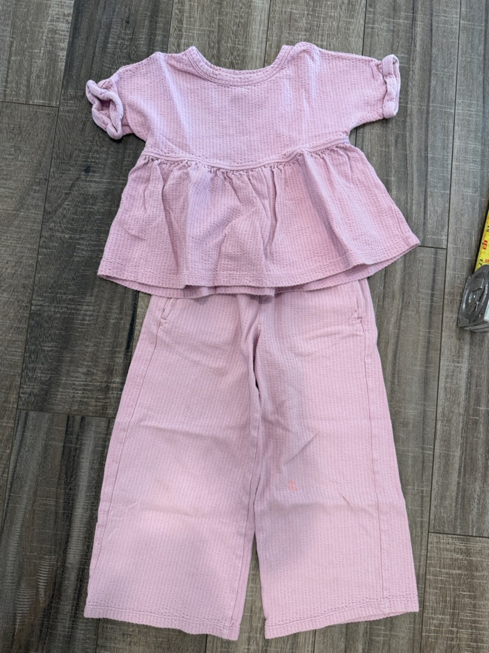 Girls' Two-Piece purple Waffle Knit Top & Pants Set